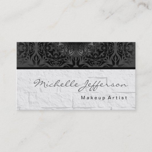 Makeup Artist Damask Wall Pattern Business Card Visitenkarte (Vorderseite)