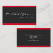 Makeup Artist Dark Gray Red Stripes Business Card Visitenkarte (Vorne/Hinten)