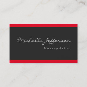Makeup Artist Dark Gray Red Stripes Business Card Visitenkarte