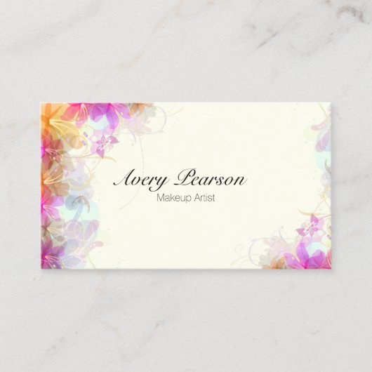 Makeup Artist Delicate Floral Business Card Visitenkarte (Vorderseite)