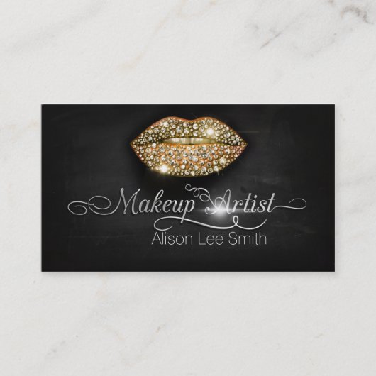 Makeup Artist/Diamonds Sparkle Lips Visitenkarte (Vorderseite)