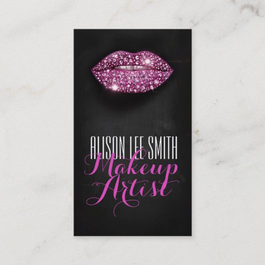 Makeup Artist/Diamonds Sparkle Lips Visitenkarte (Vorderseite)