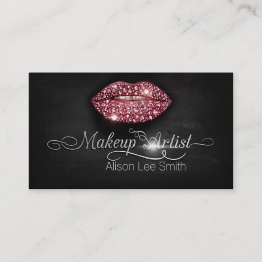 Makeup Artist/Diamonds Sparkle Lips Visitenkarte (Vorderseite)
