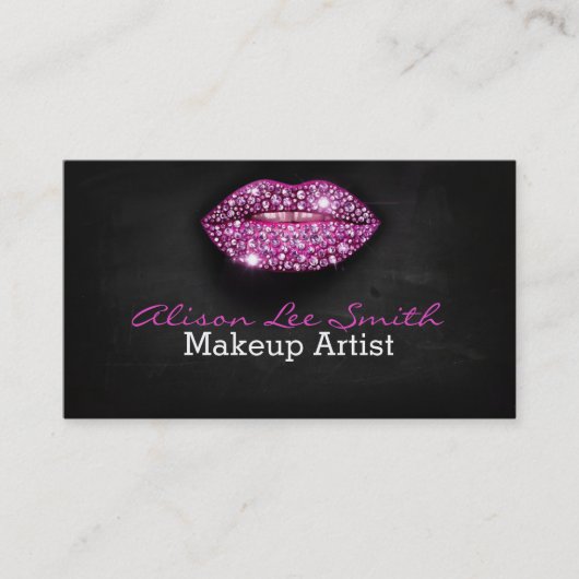 Makeup Artist/Diamonds Sparkle Lips Visitenkarte (Vorderseite)