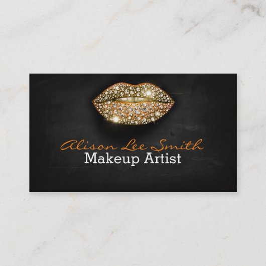 Makeup Artist/Diamonds Sparkle Lips Visitenkarte (Vorderseite)