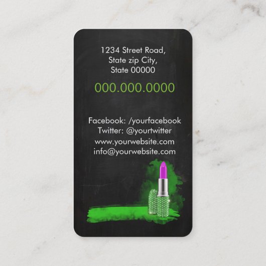 Makeup Artist/Diamonds Sparkle Lipstick Visitenkarte (Rückseite)