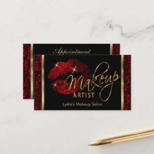 Makeup Artist - Dunkelrot Terminkarte