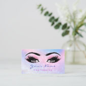 Makeup Artist Dusty Blue Eyelash Holograph Pink Visitenkarte (Stehend Vorderseite)