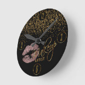 Makeup Artist Dusty Rose Lipno Runde Wanduhr (Winkel)