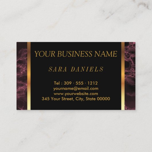 Makeup Artist Dusty Rose und schwarzer Marmor Visitenkarte (Rückseite)