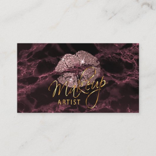 Makeup Artist Dusty Rose und schwarzer Marmor Visitenkarte (Vorderseite)