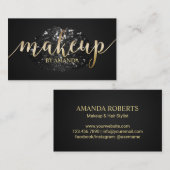 Makeup Artist Einzigartiger Schwarzer Glitzer Visitenkarte (Vorne/Hinten)