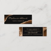 Makeup Artist Elegant Agate Black and Gold Marmor Mini Visitenkarte (Vorne/Hinten)