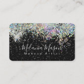 Makeup Artist Elegant Holographyc Glitzer Black Visitenkarte (Vorderseite)