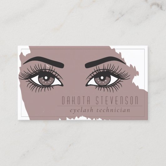Makeup Artist | Elegante dunkle Taupe Augen und Ha Visitenkarte (Vorderseite)