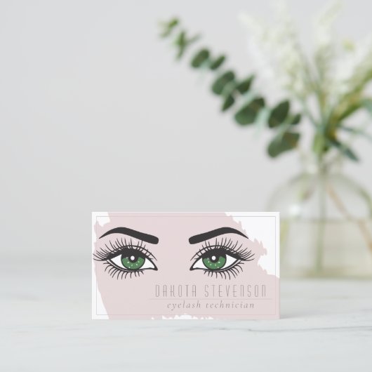 Makeup Artist | Eleganter grüner Augen Leuchtfeuch Visitenkarte (Stehend Vorderseite)