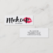 Makeup Artist Elegantes Script Rote Lippen Mini Visitenkarte (Vorne/Hinten)