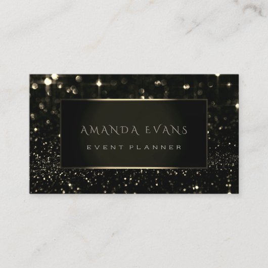 Makeup Artist Event Black Frame Gold Spark Sepia Visitenkarte (Vorderseite)