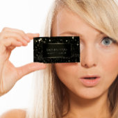 Makeup Artist Event Black Frame Gold Spark Sepia Visitenkarte