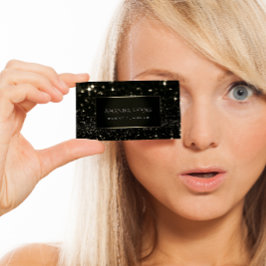 Makeup Artist Event Black Frame Gold Spark Sepia Visitenkarte