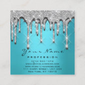 Makeup Artist Event Glitzer 3D Silver Blue Ocean Quadratische Visitenkarte (Rückseite)