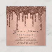 Makeup Artist Event Glitzer 3D Tropfen Rose Gold Quadratische Visitenkarte (Rückseite)