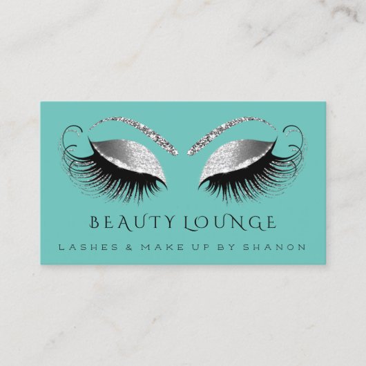 Makeup Artist Event Lashes Beauty Aquamarin Grau A Terminkarte (Vorderseite)