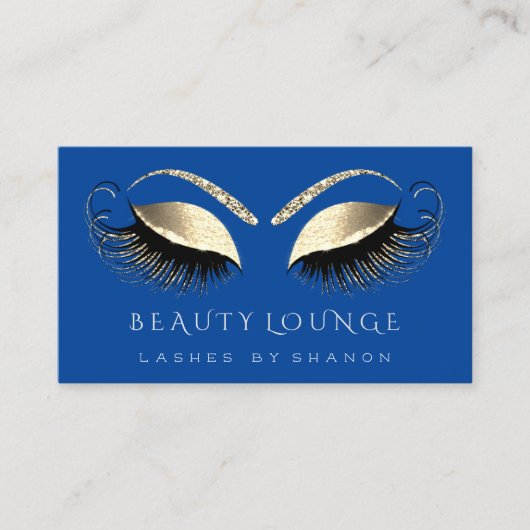 Makeup Artist Event Lashes Gold Royal Blue Eyes Terminkarte (Vorderseite)