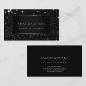 Makeup Artist Event Plane Black Silver Spark Visitenkarte (Vorne/Hinten)