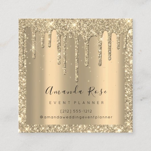 Makeup Artist Event Planner Champagne Gold DripVIP Terminkarte (Vorderseite)