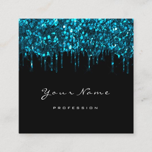 Makeup Artist Event Planner Glitzer Black Blue Quadratische Visitenkarte (Vorderseite)