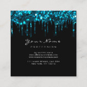 Makeup Artist Event Planner Glitzer Black Blue Quadratische Visitenkarte (Rückseite)