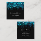 Makeup Artist Event Planner Glitzer Black Blue Quadratische Visitenkarte (Vorne/Hinten)