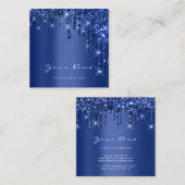 Makeup Artist Event Planner Glitzer Blue Navy Quadratische Visitenkarte (Vorne/Hinten)