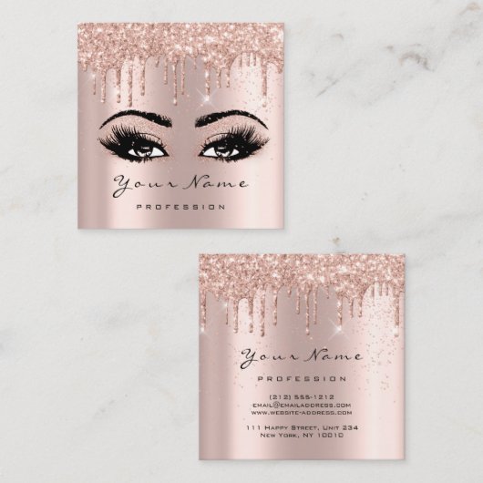 Makeup Artist Event Planner Glitzer Eyelash Square Quadratische Visitenkarte (Vorne/Hinten)