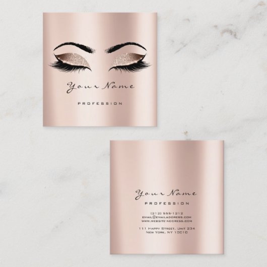 Makeup Artist Event Planner Glitzer Eyes Lashes Quadratische Visitenkarte (Vorne/Hinten)