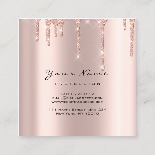 Makeup Artist Event Planner Glitzer Funkelnd Platz Quadratische Visitenkarte (Rückseite)