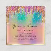 Makeup Artist Event Planner Glitzer Holograph Quadratische Visitenkarte (Rückseite)