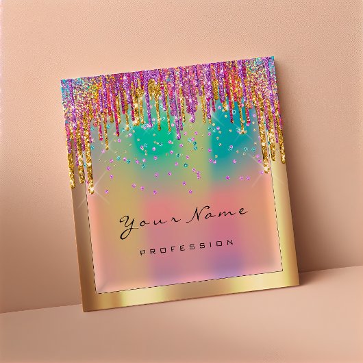 Makeup Artist Event Planner Glitzer Holograph Quadratische Visitenkarte