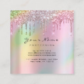 Makeup Artist Event Planner Glitzer Holographic Quadratische Visitenkarte (Rückseite)