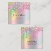Makeup Artist Event Planner Glitzer Holographic Quadratische Visitenkarte (Vorne/Hinten)
