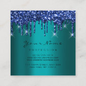 Makeup Artist Event Planner Glitzer Navy Aquamarin Quadratische Visitenkarte (Rückseite)