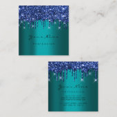 Makeup Artist Event Planner Glitzer Navy Aquamarin Quadratische Visitenkarte (Vorne/Hinten)
