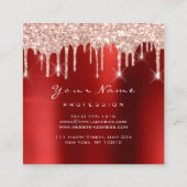 Makeup Artist Event Planner Glitzer Rose Red Event Quadratische Visitenkarte (Rückseite)