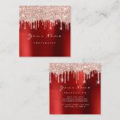 Makeup Artist Event Planner Glitzer Rose Red Event Quadratische Visitenkarte (Vorne/Hinten)