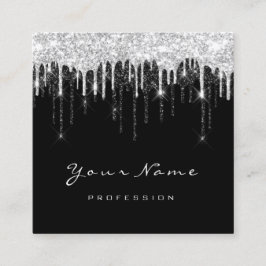 Makeup Artist Event Planner Grau Schwarze Tropfen Quadratische Visitenkarte
