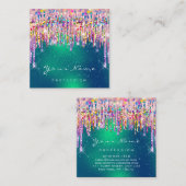 Makeup Artist Event Planner Holograph GreeneryDrip Quadratische Visitenkarte (Vorne/Hinten)