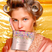 Makeup Artist Event Planner Holograph Unicorn Pink Quadratische Visitenkarte