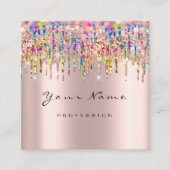 Makeup Artist Event Planner Holograph Unicorn Pink Quadratische Visitenkarte (Vorderseite)