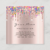 Makeup Artist Event Planner Holograph Unicorn Pink Quadratische Visitenkarte (Rückseite)
